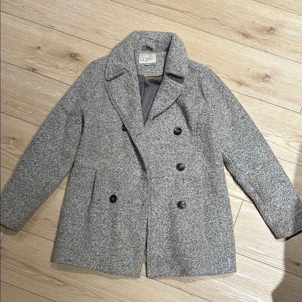 Women's Gray Double-Breasted Coat